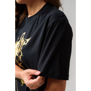 Футболка женская №8561 кулирка (последний размер) черный-Лошадь 46,54