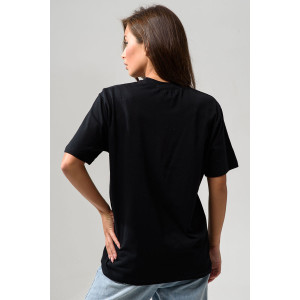 Футболка женская №8561 кулирка (последний размер) черный-Лошадь 46,54