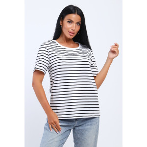 Футболка женская №24799 кулирка с лайкрой (последний размер) полоса 48