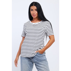 Футболка женская №24799 кулирка с лайкрой (последний размер) полоса 48