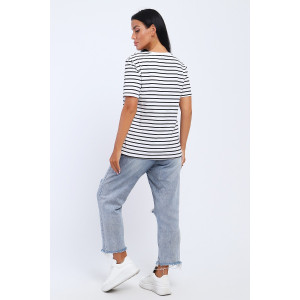 Футболка женская №24799 кулирка с лайкрой (последний размер) полоса 48