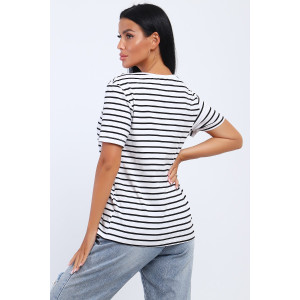 Футболка женская №24799 кулирка с лайкрой (последний размер) полоса 48