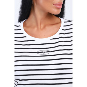 Футболка женская №24799 кулирка с лайкрой (последний размер) полоса 48