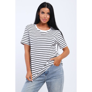 Футболка женская №24799 кулирка с лайкрой (последний размер) полоса 48