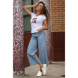 Футболка женская №7180 кулирка с лайкрой пенье (последний размер) белый 44,50