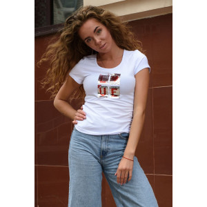 Футболка женская №7180 кулирка с лайкрой пенье (последний размер) белый 44,50