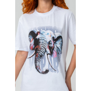 Футболка женская №8488 кулирка (последний размер) белый слон 58