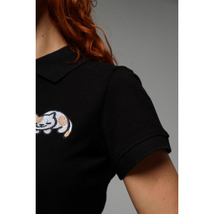 Футболка женская №8524 пике (последний размер) черный кот 52