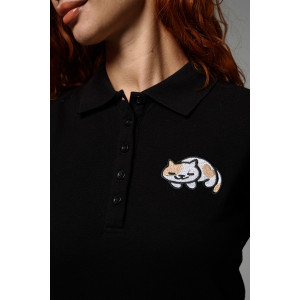 Футболка женская №8524 пике (последний размер) черный кот 52