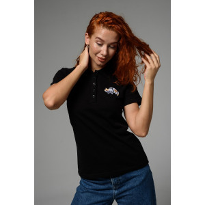 Футболка женская №8524 пике (последний размер) черный кот 52