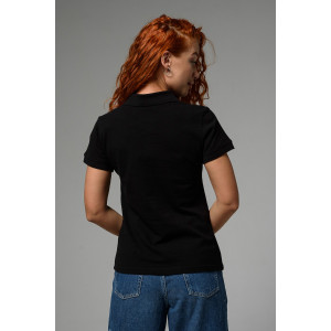 Футболка женская №8524 пике (последний размер) черный кот 52