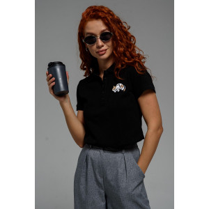 Футболка женская №8524 пике (последний размер) черный кот 52