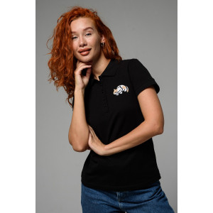 Футболка женская №8524 пике (последний размер) черный кот 52