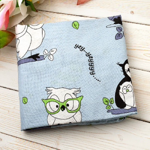 Простыня детская на резинке бязь "Совы" (последний размер) 125х75х12