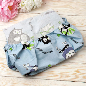 Простыня детская на резинке бязь "Совы" (последний размер) 125х75х12