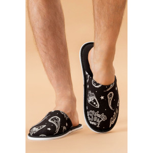 Тапки мужские "ММ" хлопок стрейч (р-ры: 40-47) космос-черный