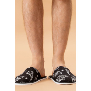 Тапки мужские "ММ" хлопок стрейч (р-ры: 40-47) космос-черный