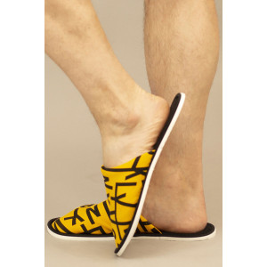 Тапки мужские "ММ" хлопок стрейч (р-ры: 40-47) Бруклин желтый-черный