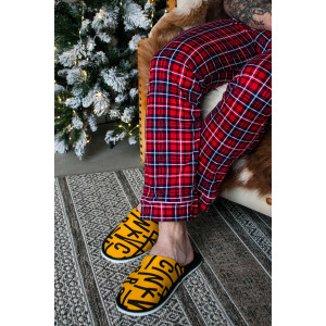 Тапки мужские "ММ" хлопок стрейч (р-ры: 40-47) Бруклин желтый-черный