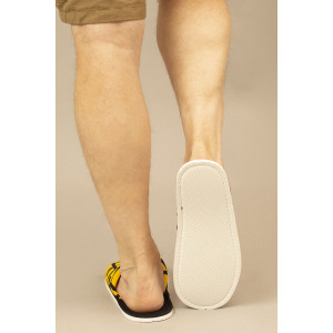 Тапки мужские "ММ" хлопок стрейч (р-ры: 40-47) Бруклин желтый-черный