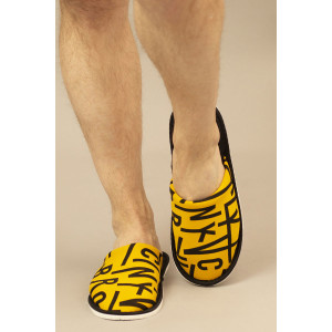 Тапки мужские "ММ" хлопок стрейч (р-ры: 40-47) Бруклин желтый-черный