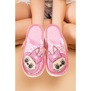 Тапки детские ДМ(д-пч) хлопок (р-ры: 35-39) розовый Лабубу