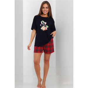 Пижама женская А/005 хлопок (р-ры: 44-58) клетка красный