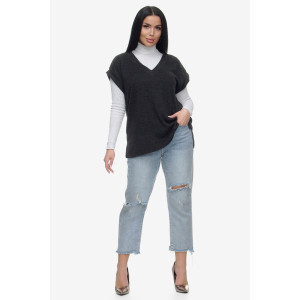 Жилет женский "Брэнда" ангора-софт (р-ры: 54-68) черный