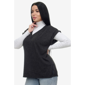 Жилет женский "Брэнда" ангора-софт (р-ры: 54-68) черный