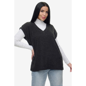 Жилет женский "Брэнда" ангора-софт (р-ры: 54-68) черный