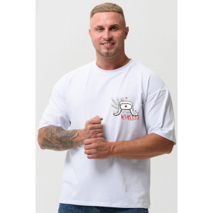 Футболка мужская №8579 кулирка с лайкрой (р-ры: 46-64) белый ушанка