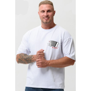 Футболка мужская №8579 кулирка с лайкрой (р-ры: 46-64) белый гармонь