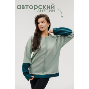 Толстовка женская №057448 футер на флисе (р-ры: 44-58) зеленый