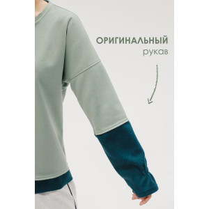 Толстовка женская №057448 футер на флисе (р-ры: 44-58) зеленый