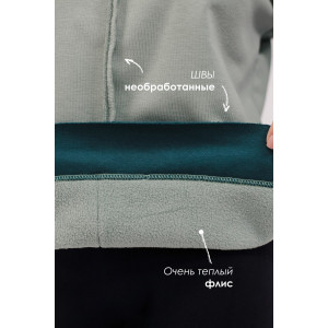 Толстовка женская №057448 футер на флисе (р-ры: 44-58) зеленый