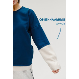 Толстовка женская №057448 футер на флисе (р-ры: 44-58) синий
