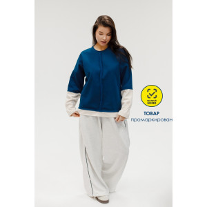 Толстовка женская №057448 футер на флисе (р-ры: 44-58) синий