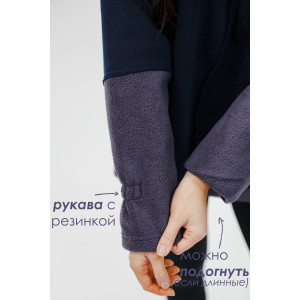Толстовка женская №057448 футер на флисе (р-ры: 44-58) темно-синий
