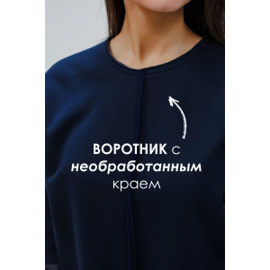 Толстовка женская №057448 футер на флисе (р-ры: 44-58) темно-синий