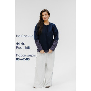 Толстовка женская №057448 футер на флисе (р-ры: 44-58) темно-синий