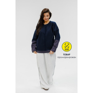 Толстовка женская №057448 футер на флисе (р-ры: 44-58) темно-синий