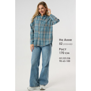 Рубашка женская №057441 фланель (р-ры: 40-52) голубой