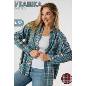Рубашка женская №057441 фланель (р-ры: 40-52) голубой