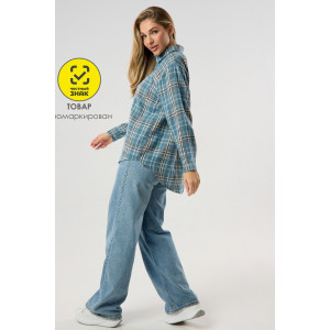 Рубашка женская №057441 фланель (р-ры: 40-52) голубой