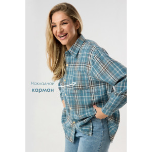 Рубашка женская №057441 фланель (р-ры: 40-52) голубой