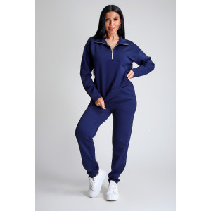 Костюм двойка женский №32829 тесла (р-ры: 44-58) темно-синий