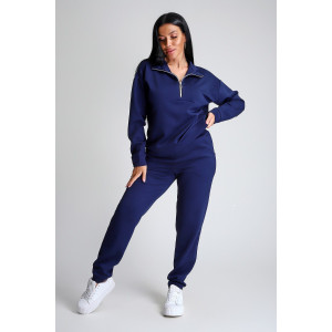 Костюм двойка женский №32829 тесла (р-ры: 44-58) темно-синий