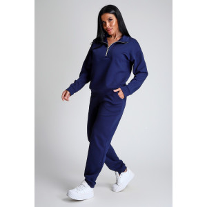 Костюм двойка женский №32829 тесла (р-ры: 44-58) темно-синий