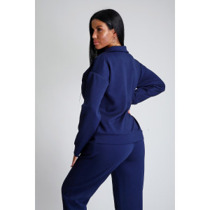 Костюм двойка женский №32829 тесла (р-ры: 44-58) темно-синий