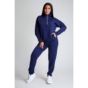 Костюм двойка женский №32829 тесла (р-ры: 44-58) темно-синий